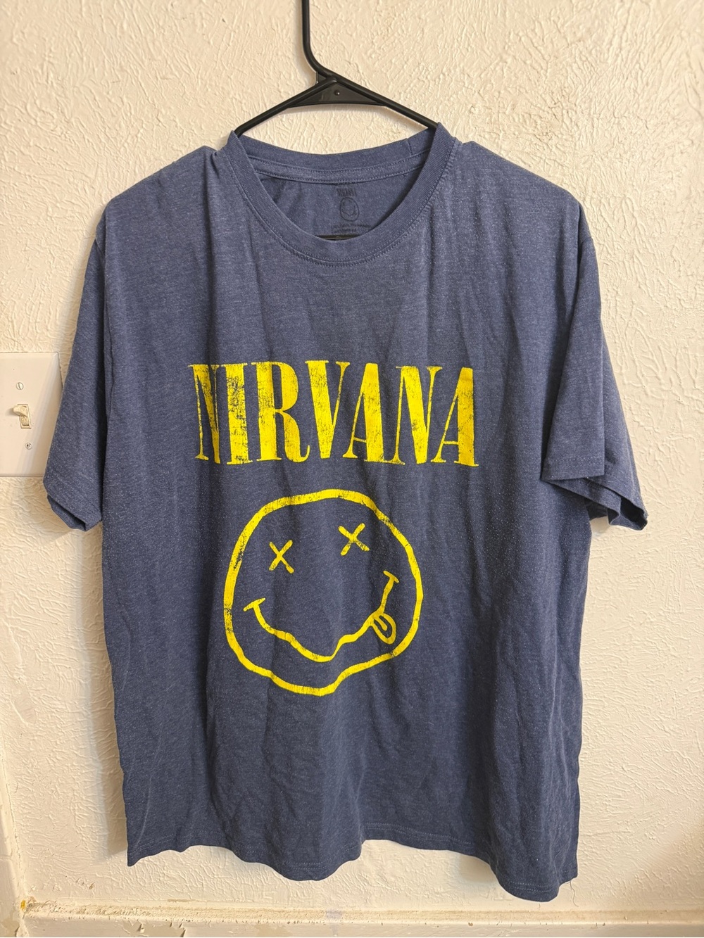 NIRVANA Navy Short Sleeve Tee with Yellow Smiley Logo